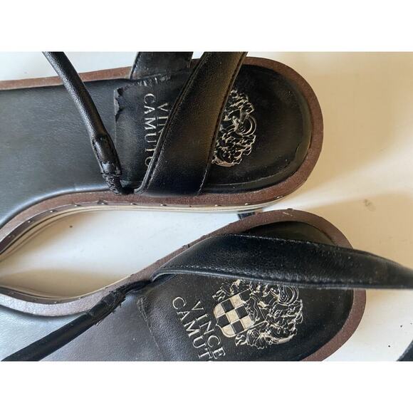 Vince Camuto Women's Lilo Wedge Sandal Bone Size 10 M Black Ankle Strap - Picture 4 of 9